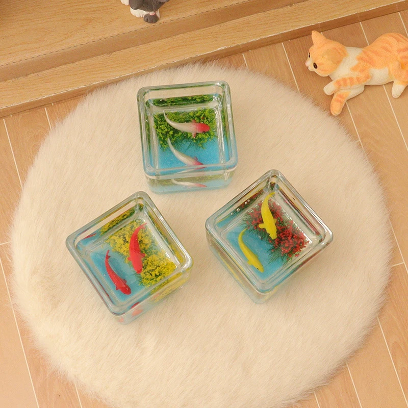 1:12 Dollhouse Simulation Fish Tank Dollhouse Miniature Aquarium Ornament Micro Landscape Decoration Dolls House Scene Decor