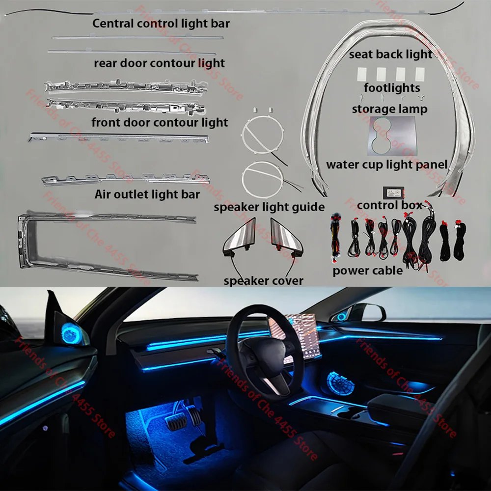 

Touch control inter ambient lamp For Tesla Model3 model 3 model Y 2021-2022 inter car Ambient Light Center Atmosphere Light