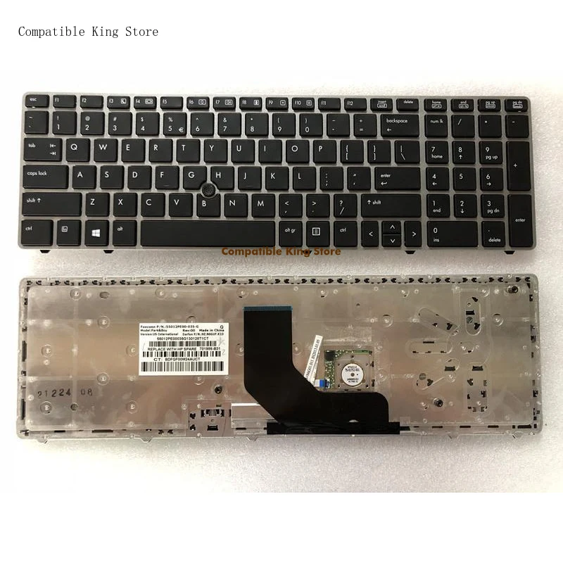 L+NEW FOR HP EliteBook 8560p ProBook 6560b 6565b 6570b US Keyboard with point