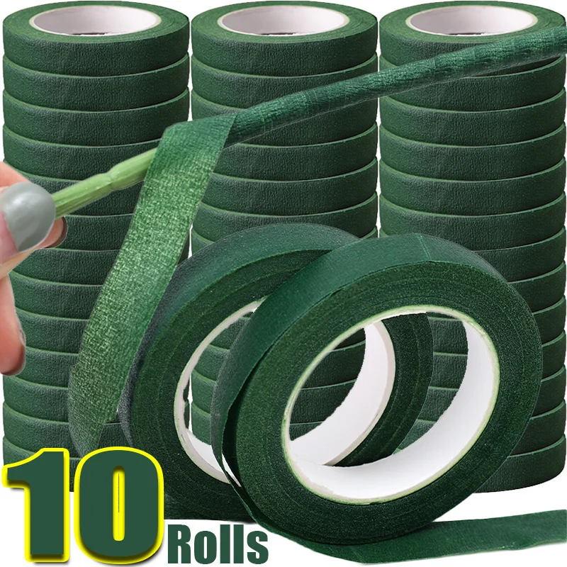 10 Stück Blumenstrauß Blumenstielband Künstliche Blumensträuße Klebeband Selbstklebende Verpackung Grünes Klebeband Hochzeit Party Dekorzubehör
