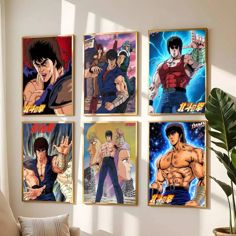 1 Stück Anime Fist Of The North Star Poster Aufkleber Druck Wasserdichter Wandkunstdruck für Wohnzimmer Schlafzimmer Heimdekoration