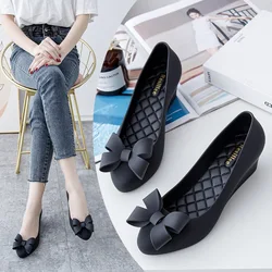 Casual Jelly Shoes Beach Sandal Woman Luxury Loafer Female Beige Shallow Mouth 2023 New Summer Platform Wedge Heels Autumn Black
