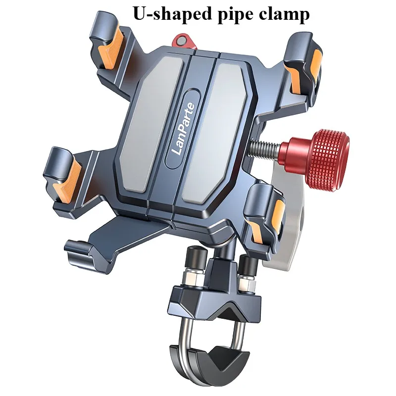 Lanparte Motorcycle Phone Mount Aluminum Alloy Shock Absorbing Anti Theft 360° Rotation Phone Holder for Bicycle Electric Bike