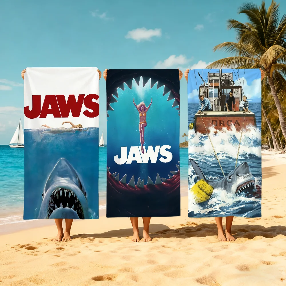 J-jaws-s show Towel Large Quick-Drying Microfiber soft Beach Towel for Travel Fitness Sauna Bathing Camping