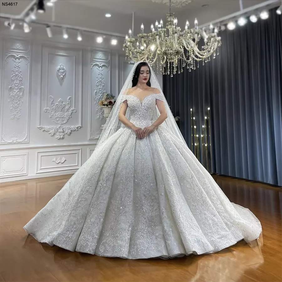 Customized Luxury Wedding Dresses Beads Bridal Dress amanda novias oficial