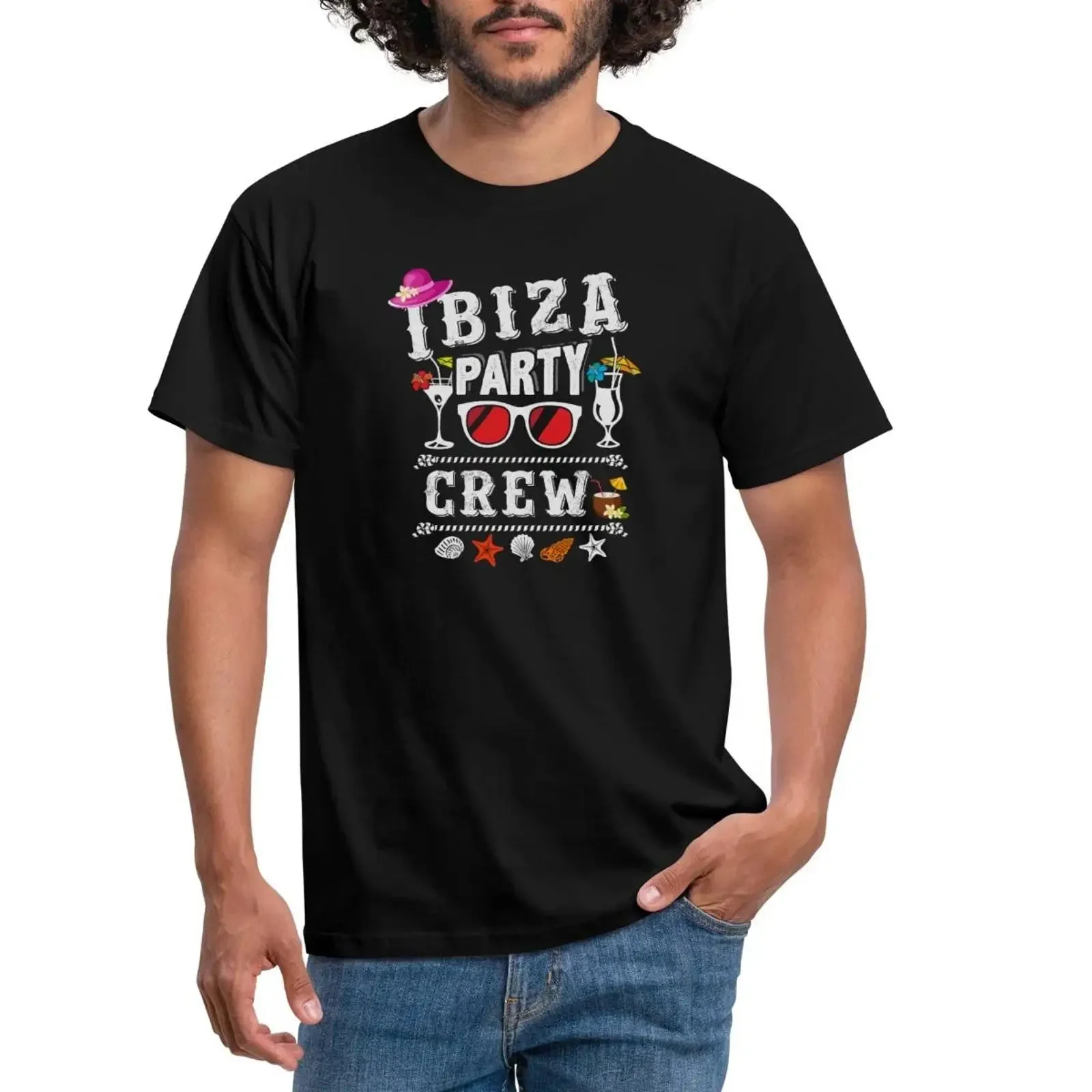Ibiza Urlaub Party Crew Männer T Shirt vintage Washed fashion Breathable Comfortable Top For Everyday Wear Versatile