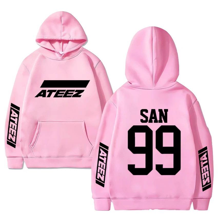 Wysokiej jakości bluzy z kapturem z albumu Kpop ATEEZ nowe Unisex modne sweter oversize męskie damskie Y2k polar harajuku bluza z długim rękawem