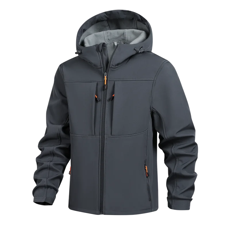 

Мужская куртка из софтшелла с капюшоном, водонепроницаемая легкая утепленная ветровка, куртка от дождя на флисовой подкладке для пеших прогулок, кемпинга