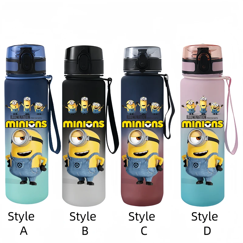 Spregevole Me Minions sport di grande capacità tazza d\'acqua all\'aperto bottiglia di plastica portatile da 650ML Anime Cartoon Cycling Off Road RUN