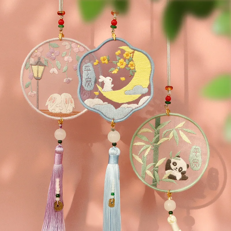 Handmade Embroidery Peace Symbol DIY Material Kit for Beginners Boyfriend Gift Protective Good Luck Starting out