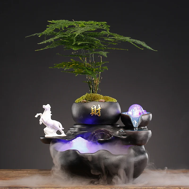 

Creative Fortune Flowing Water Ornaments Living Room Circulating Water Office Tea Desktop Rockery Landscape Fish Tank Home