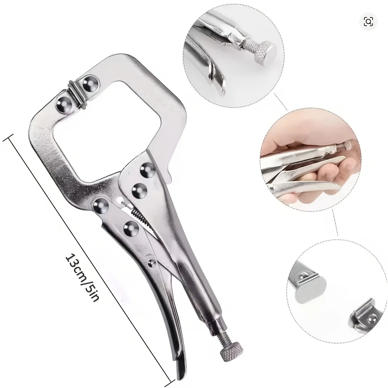 2 Sets Mini Locking Pliers, Curved Jaw Vise and C-Type Locking Pliers for Welding, Woodworking, Jewelry Making&Household Repairs