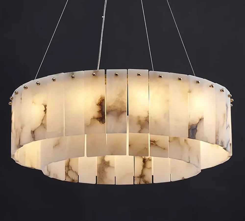 2 Layer Marble Series LED Hanging Lamps Chandelier