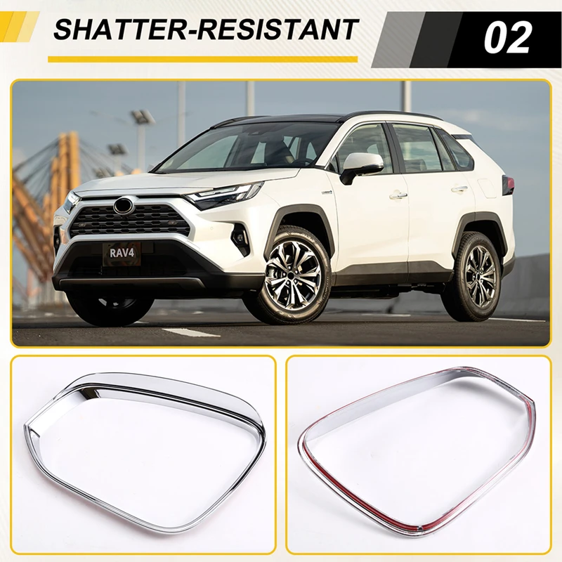 NCSMT For Toyota RAV4 XA50 2019 - 2024 Hybrid Car Rearview Mirror Rain Eyebrow Rainproof Covers Trim Accessories Silver