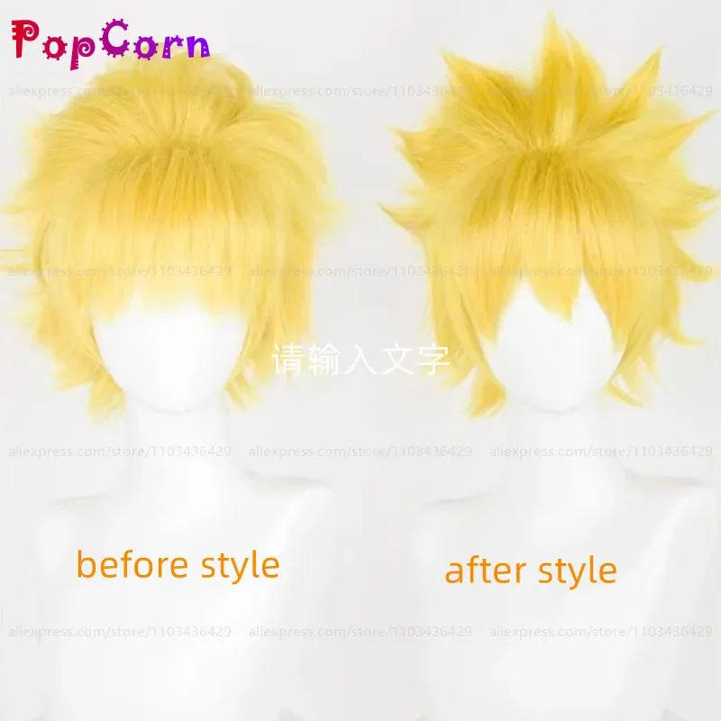 

2025 yiyiUzumaki 30 см короткий золотисто-желтый парик аниме косплей термостойкие синтетические парики