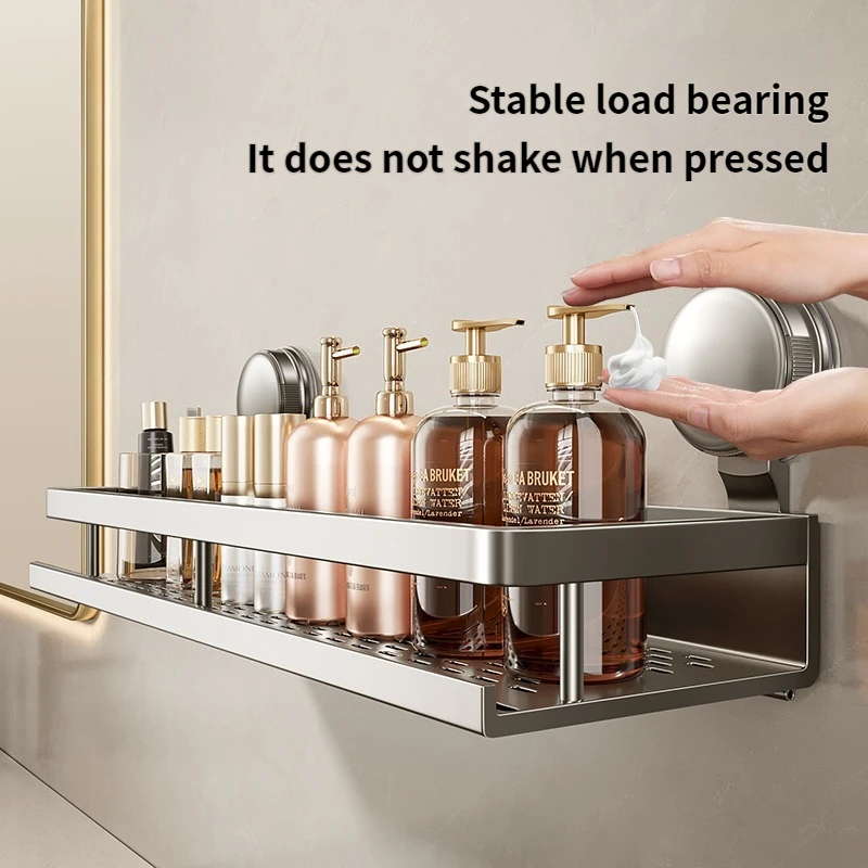 Multifunctional Suction Cup Rack Kitchen Utensils Storage Wall Mounted Spice Holder Bathroom Organizer No Drilling Required