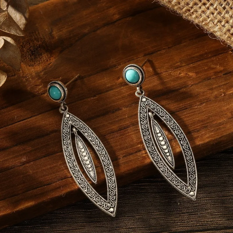 أقراط نسائية طويلة مجوفة من خرز الأرز على الطراز العرقي أقراط بوهيمية متغيرة الألوان تدريجياً للنساء