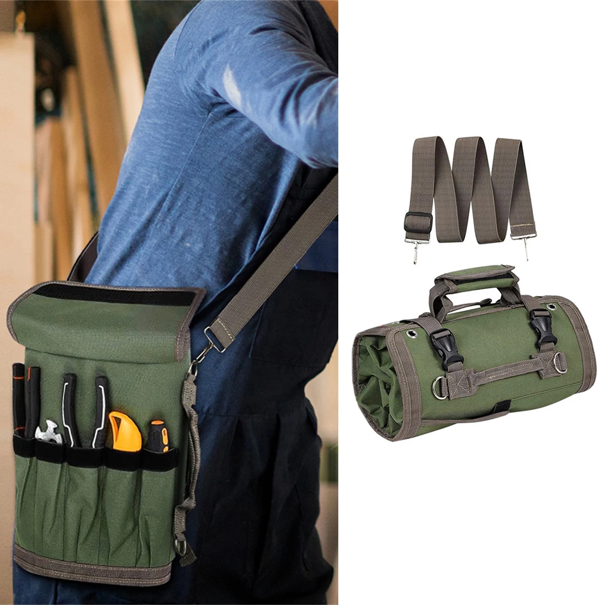 Foldable Wall Mounted Multifunctional Tool Kit Oxford Cloth Large Capacity Woodworking Knife Holder Storage Bag