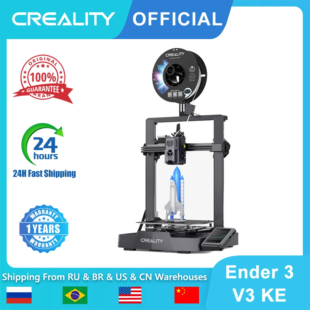 3D-принтер Creality Ender 3 V3 KE, скорость печати 500 мм/с, CR Touch, автоматическое выравнивание, прямой экструдер Sprite, двойная линейная направляющая по оси X