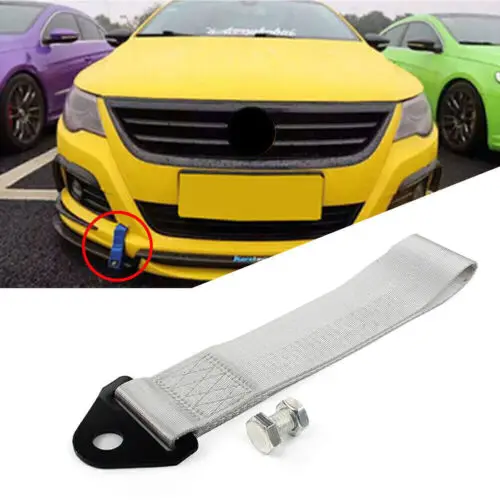 

Car Accessories Grey JDM High Strength Sports Racing Tow Strap For Front Rear Bumper Towing Hook Towing Hauling Exterior Parts