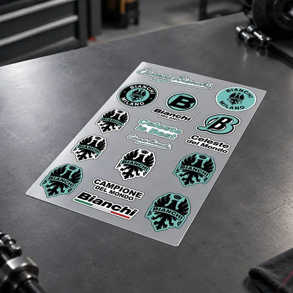 B-BIANCHI Motorcycle Decal Sticker Kit Reflective Graphics For Helmet Tank Fairing Body Custom Bike