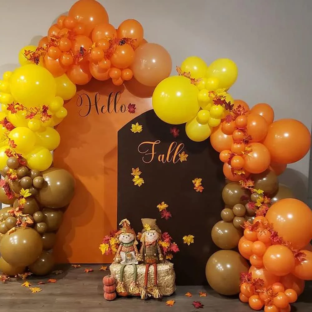 127pcs Fall Balloon Garland Arch Kit Orange Brown Burgundy Gold Balloon Thanksgiving Autumn Little Pumpkin Birthday Party Decora - view 3