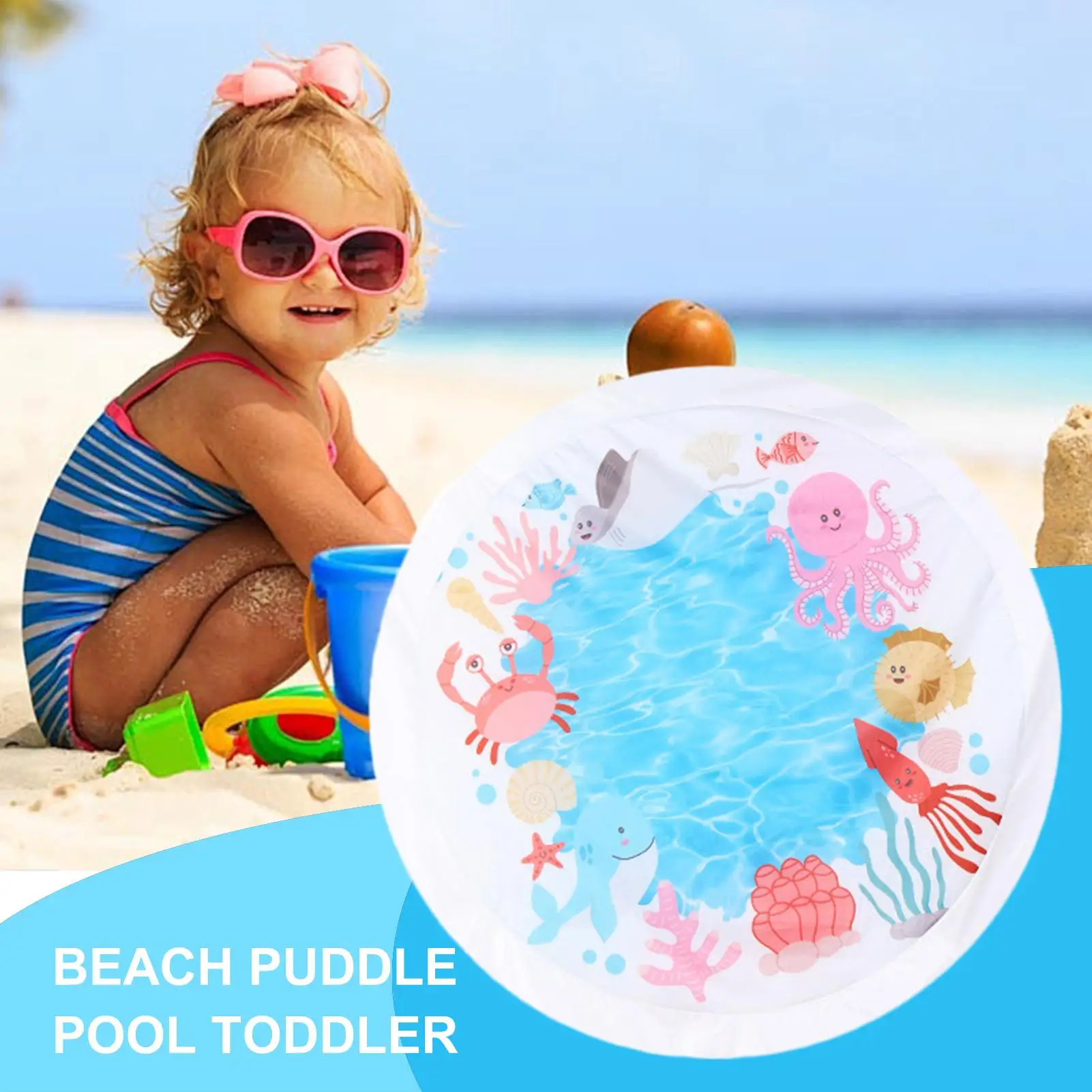 Couverture de plage 2 en 1 pour bébé, 1.4M, piscine pour enfants, jouets de plage pour nourrissons, garçons et filles, avec sac à eau