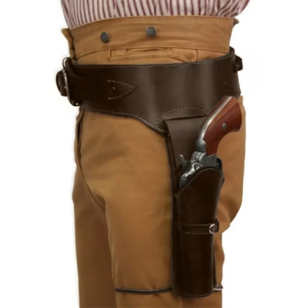 Cinturón con funda para pistola de cuero PU para cintura, accesorio de disfraz de renacimiento medieval gótico punk, accesorio de juego de rol para hombres y mujeres