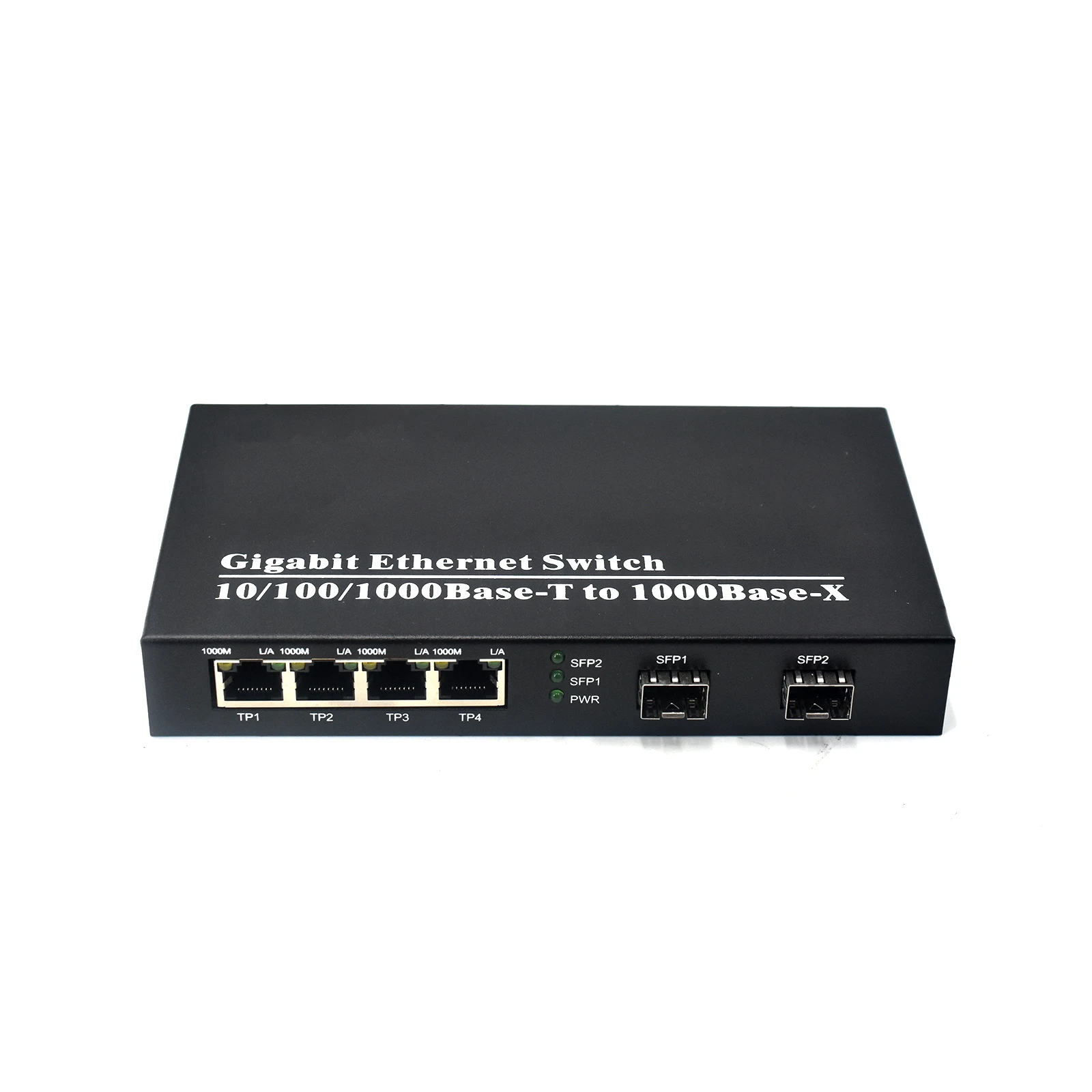 Gigabit 2 SFP fiber port 4 RJ45 Ethernet switch single fiber 1310nm / 1550nm media Ethernet converter