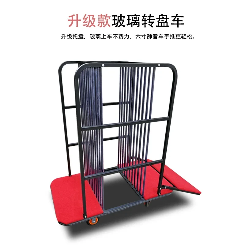 Hotel glass turntle banquet metal storage car rtaurant cart transportation delivery universal wheel