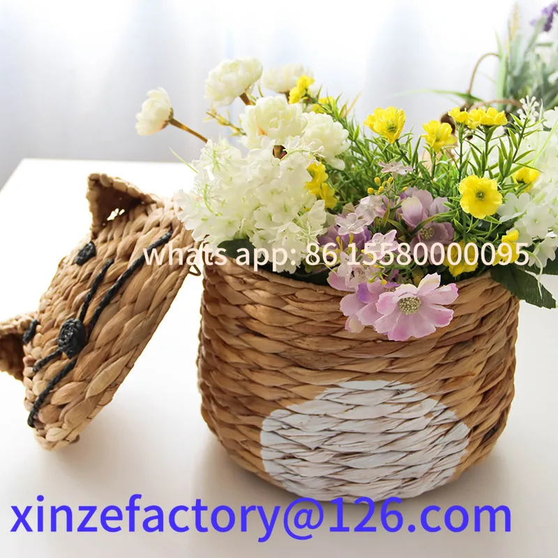 Customizable Woven Cute Cat-Shaped Wicker Basket Storage