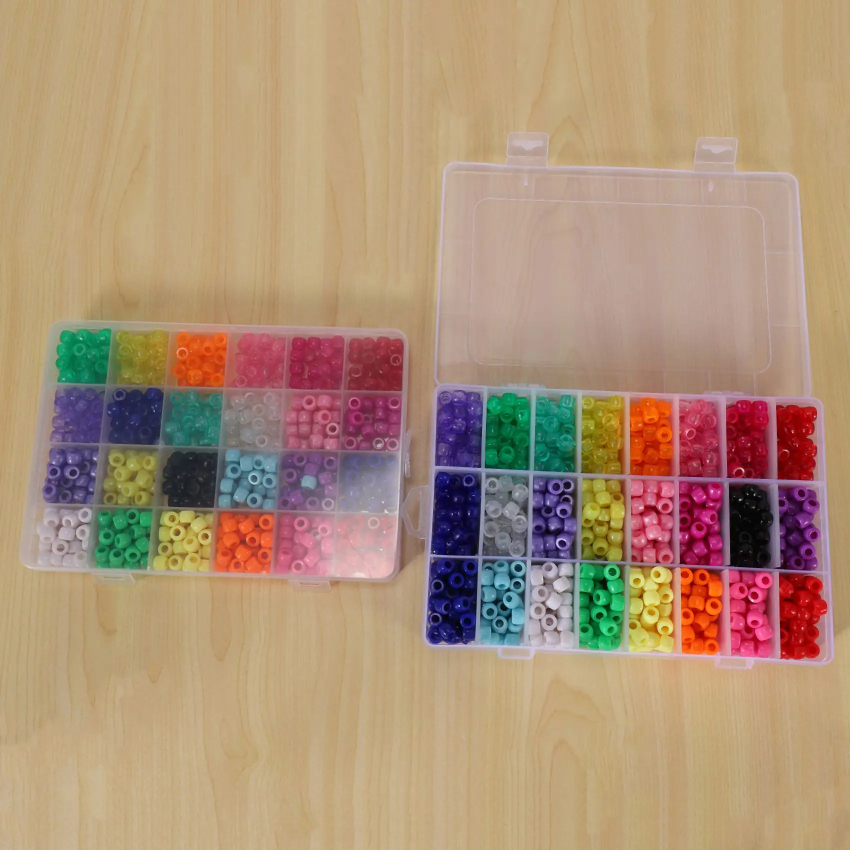 Pony Beads, 1,900 Pcs 9mm Pony Beads Set in 24 Colors with Elastic String for Bracelet Jewelry Making