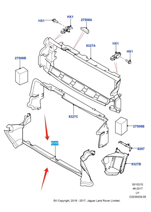 LR034397 Front Air Guide Lower Centre Section for Range Rover Evoque L538
