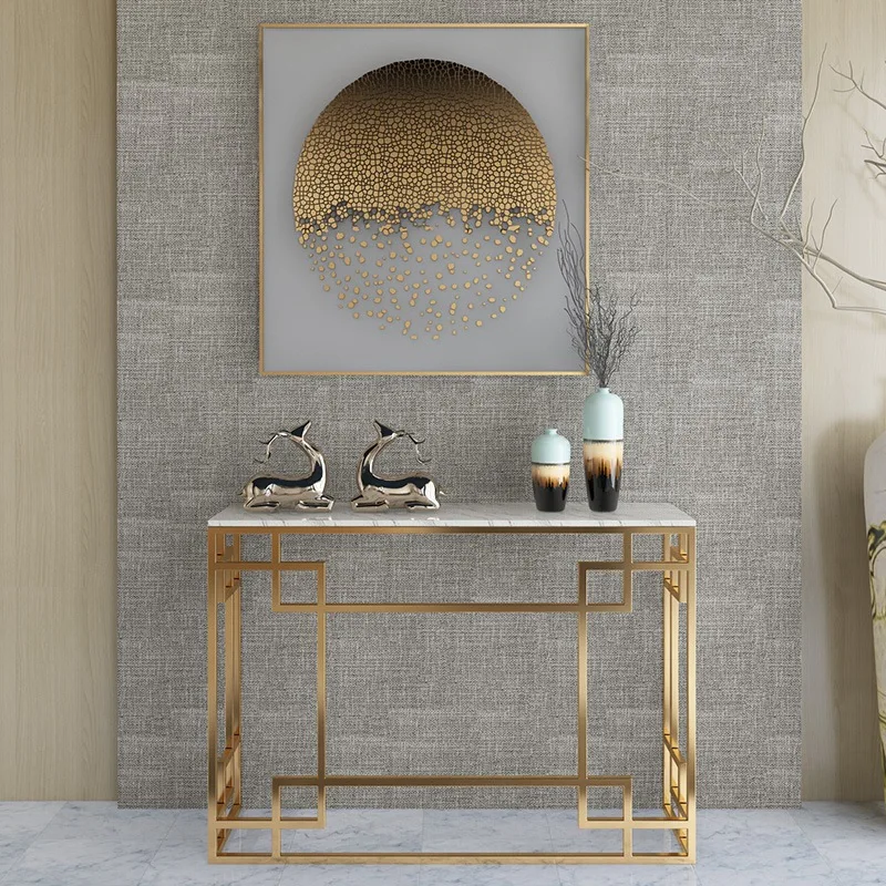 Nordic wrought iron entrance table entrance table strip case sofa wall light luxury table end view against the wall