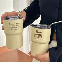 Kawaii Korean Cold Coffee Cups Cat Thermal Cup Stainless Steel Themos Hot Coffee Mug Cup To Go Travel Water Tea Bottle With Lid