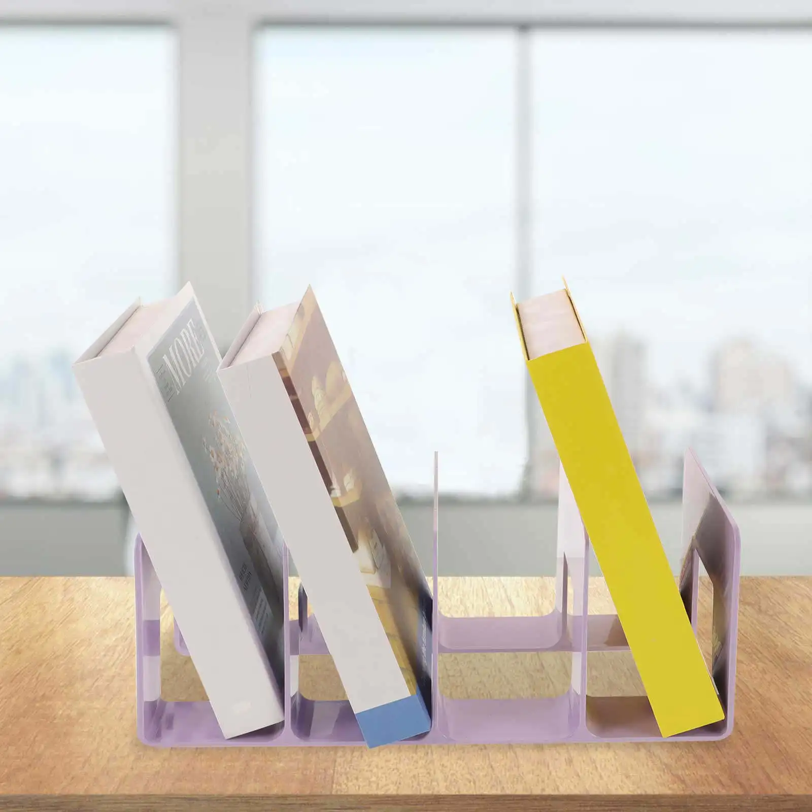 Multi-Functional Bookend Thickened Plastic Desktop Organizer File Holder Magazine Divider Document Storage Rack for Office Study