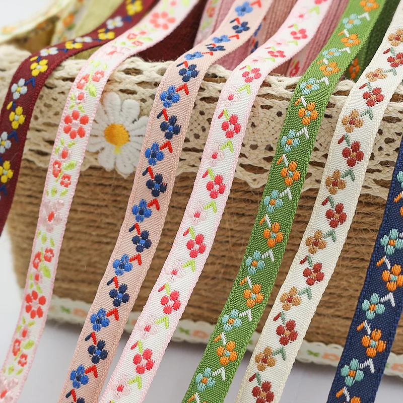 20 YARD 10MM 7 Colors Available Retro Korean Small Flower Heart Clothing Accessories Embroidered Ribbon HANDMADE Hair Lace