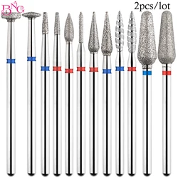 2Pcs Nail Drill Bits Safely Cuticle Removal Electric Drill Bit for Nail Diamond Milling Cutter for Manicure Nail Art Accessories