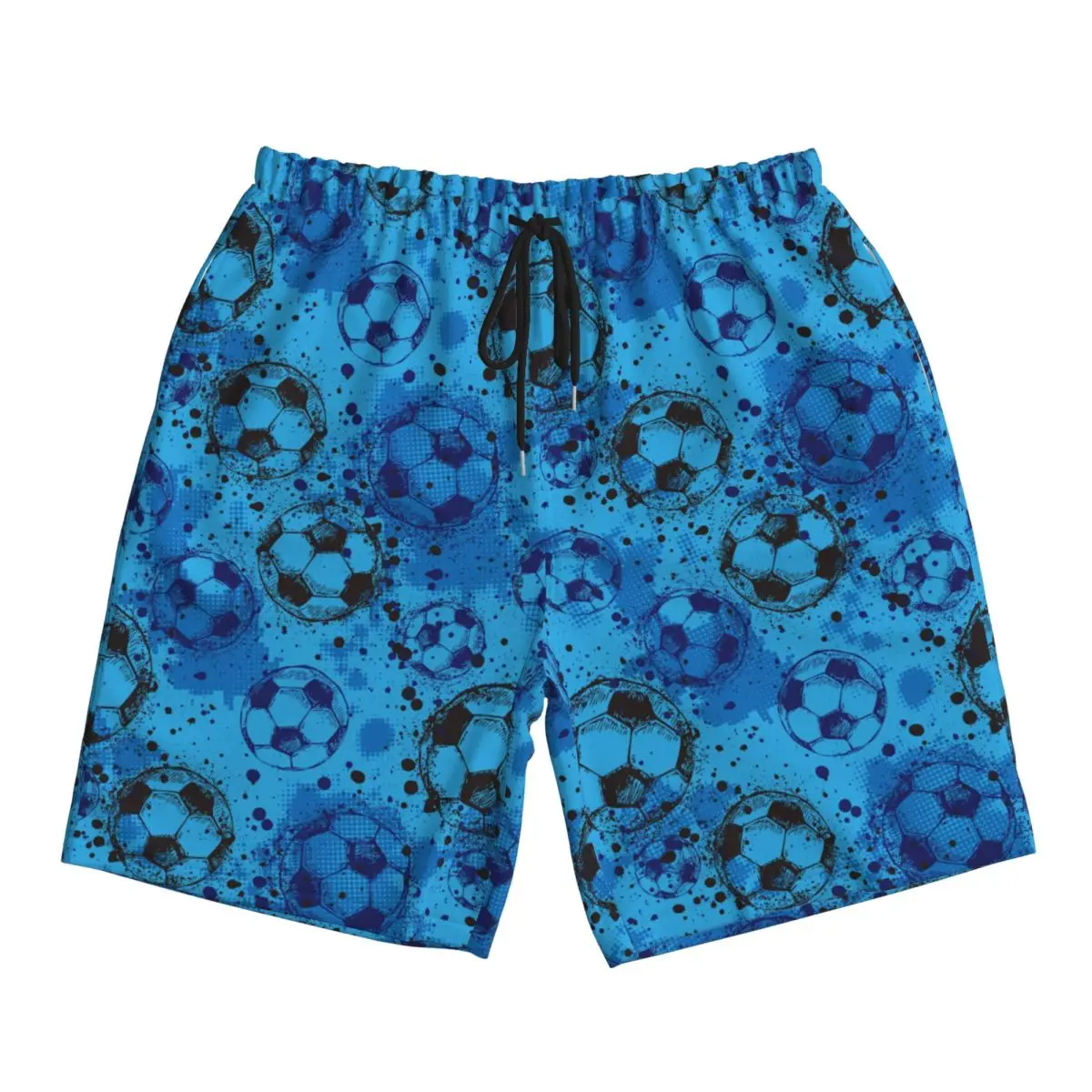 

Cartoon Soccer Ball Football Vacation Drawstring Sportswear Women Trunks Beach Print Short Pants Holiday Summer Men Shorts