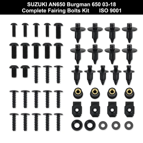 Подходит для Suzuki AN650 Burgman 650 2003-2018 2013 2014 2015. Полный комплект болтов для обтекателей, крепежных элементов, винтов из нержавеющей стали.