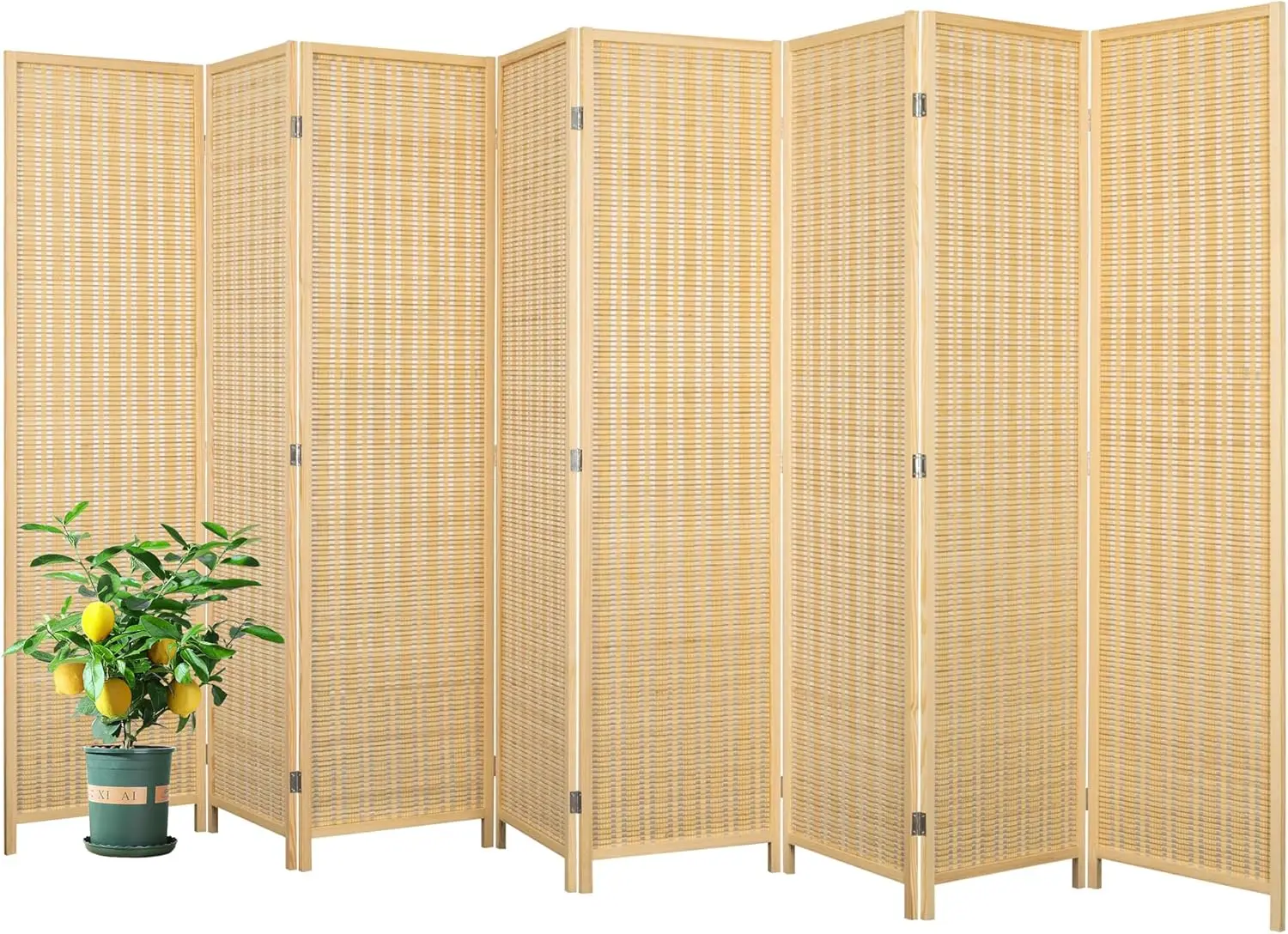 

8 Panel Bamboo Room Divider, Folding Privacy Screens, Partition Wall, for Living Room Bedroom Office, Freestanding, 66.9 Inches