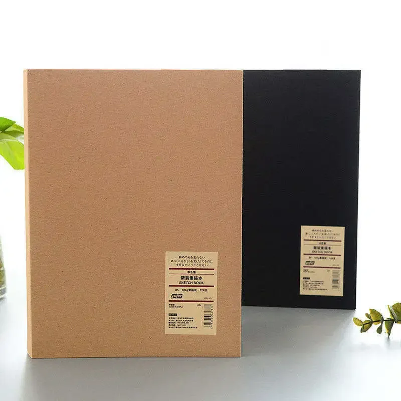 Simple Solid Color Kraft Paper A5 B5 Hand Painted Student Notebook Hardcover Sketchbook Black Cardboard Painted Writing Pad