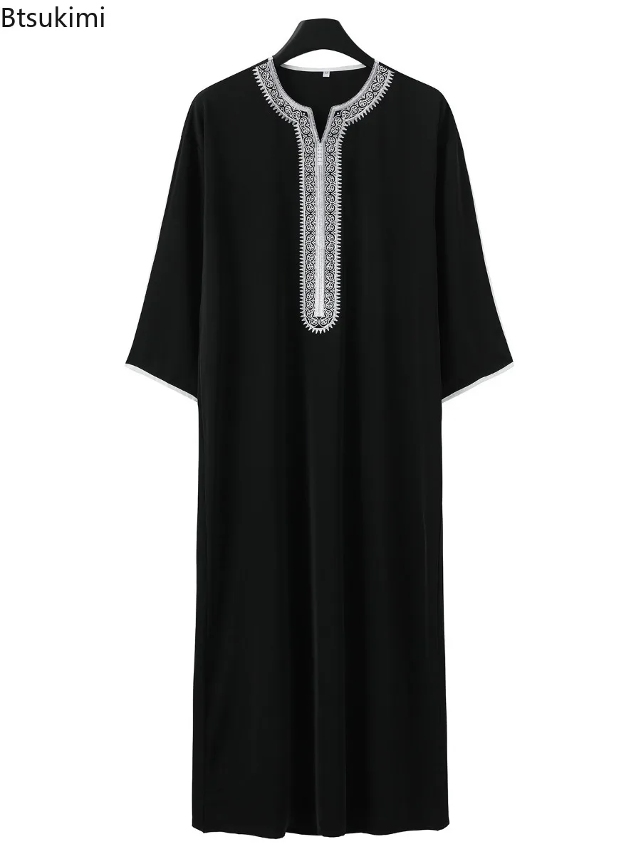 Abayas à la mode musulmane pour hommes, robe longue en patchwork brodé, caftan saoudien, thobe jubba masculin, islamique marocain, nouvelle