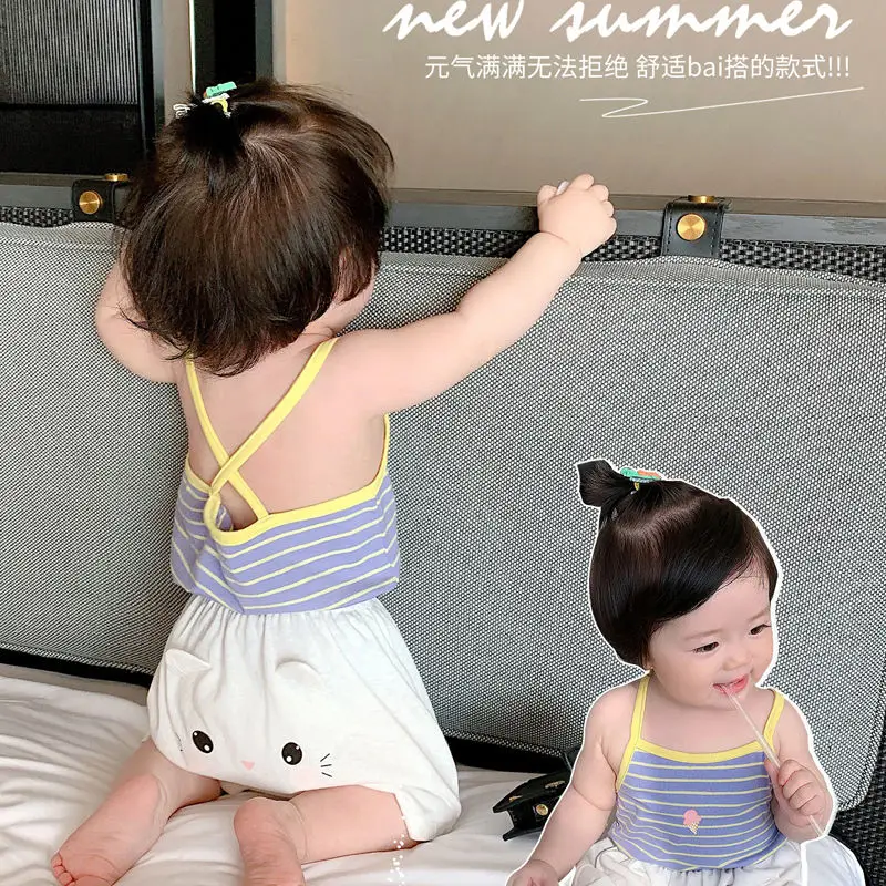 Baby Ice Silk Camisole for Summer, Cool Outerwear Vest, Thin Infant Undershirt, Children's Girls' T-Shirt