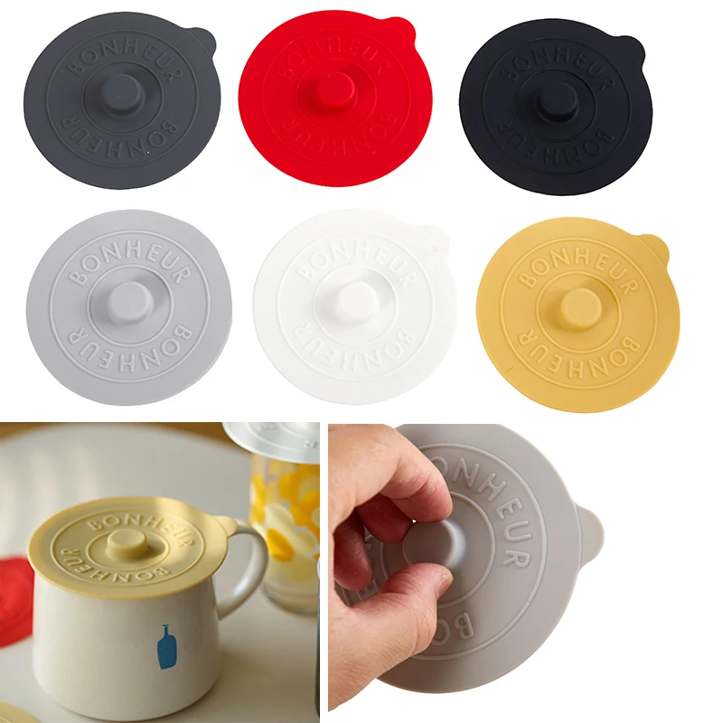 1pcs Universal Silicone Glass Cup Cover Sealing Protective Lid Heat Temperature Preserve for Coffee/Milk Cup with Convex Handle