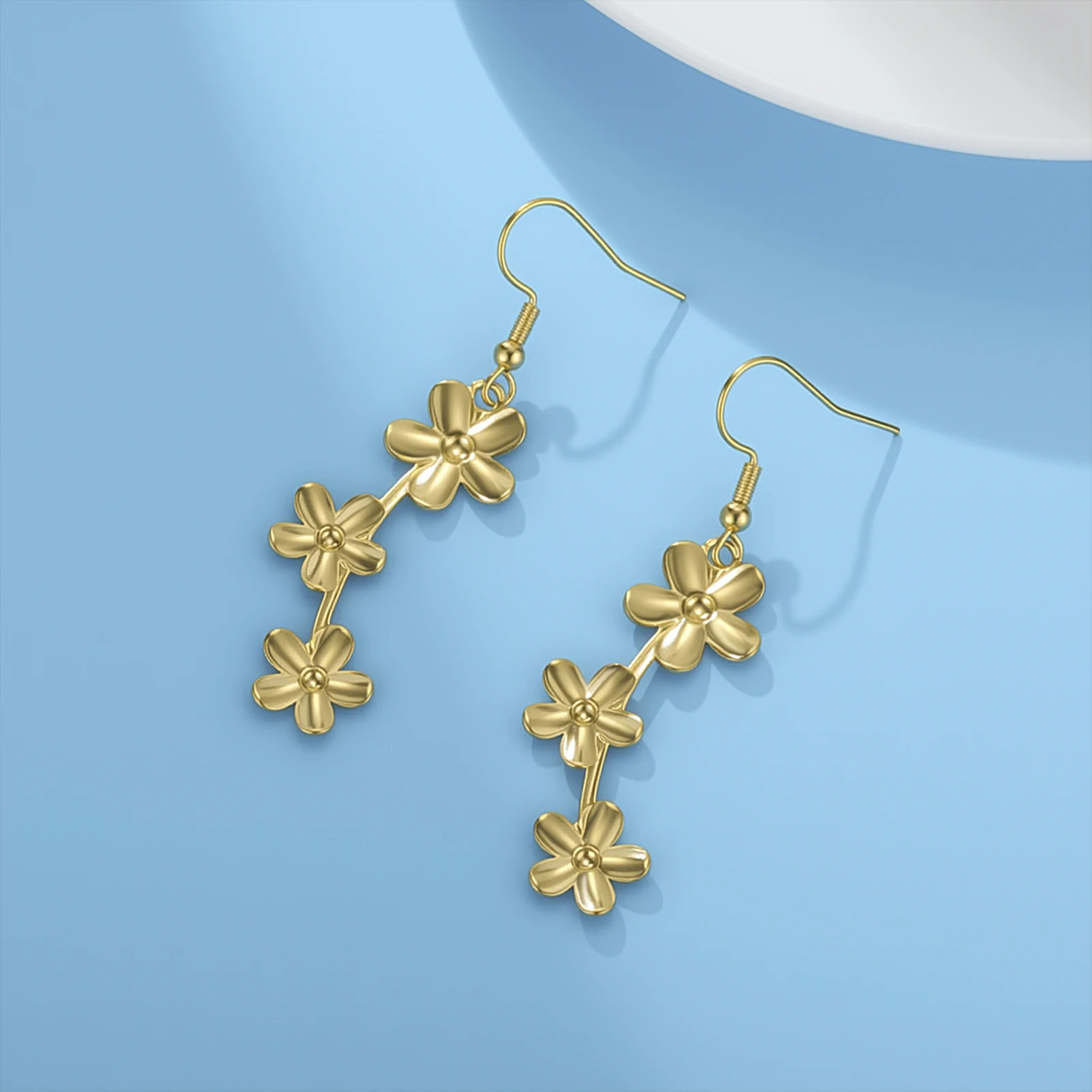 COOLTIME Mode Blume Baumeln Ohrringe für Frauen Edelstahl Gold Farbe Ohrring Schmuck Geschenk Großhandel – Detail 8