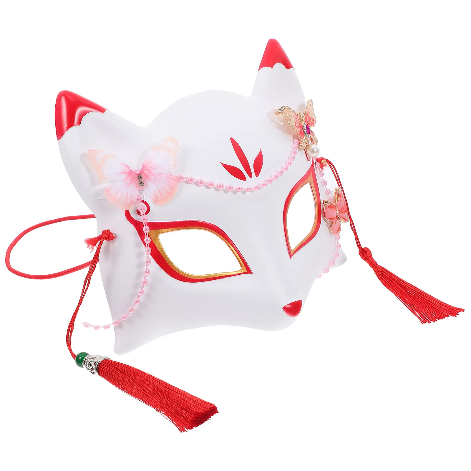 

Half Face Fox Mask Japanese Style Animal Cosplay Party Carnival Masquerade Decorative Mask For Women Men Reusable Fancy
