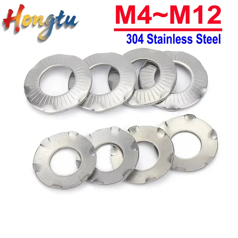 

M4 M5 M6 M8 M10 M12 304 Stainless Steel Knurled Gasket Butterfly Lock Washer Claw Shaped Grounding Washer