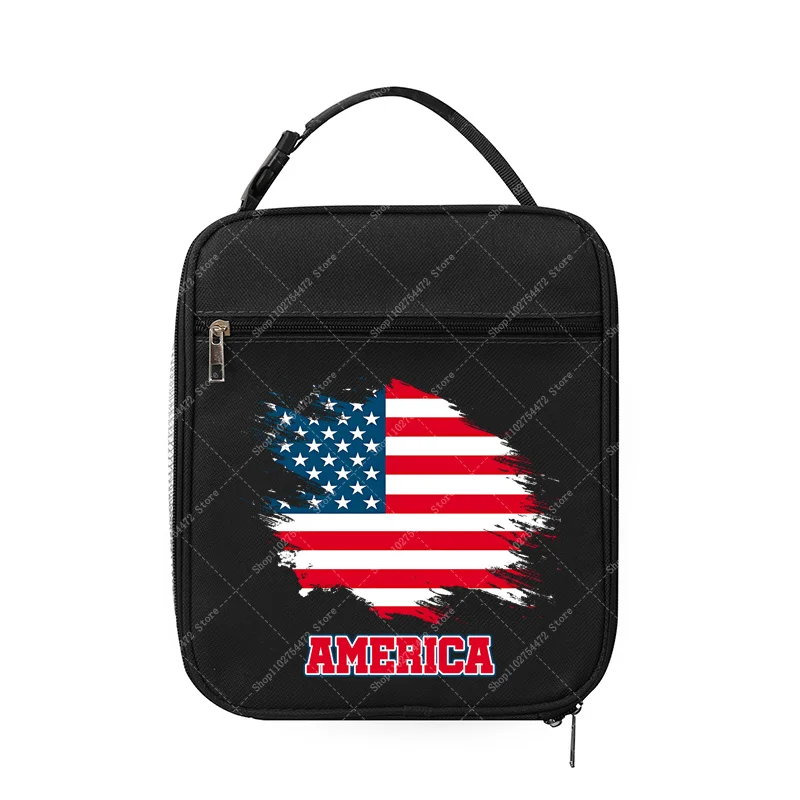 National Flag Pattern Printed Lunch Tote Casual Accessories Food Insulation Bag Creative Handbags Storage Pouch for Kids Adult