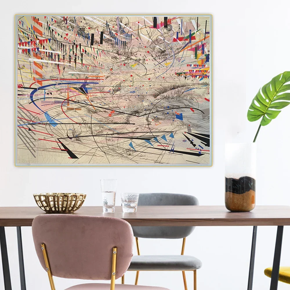 Citon Julie Mehretu《Large-scale, mixed media》Abstract Canvas Oil Painting Artwork Picture Wall Decor Background Home Decoration